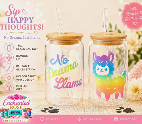Llama 16oz glass - 16oz, bamboo