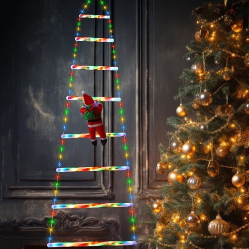 Santa claus climbing rope - climbing, on