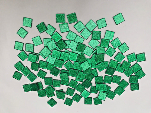 Mosaic tiles 150 green glitter - tiles,