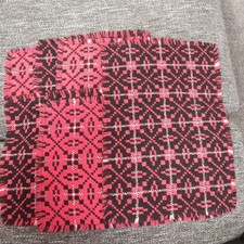 Vintage Welsh Blanket Tapestry Place Mats X 6 black & pink reversible 