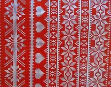 Fryetts Scandi Christmas Stripe Red Oilcloth WIPE CLEAN Tablecloth