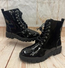 bonprix Rainbow Faux Leather Patent Ankle Boots Black  Select Size
