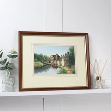 Narrowboat Original Watercolour& Pen. Mytholmroyd, Rochdale Canal. Alan Bamford.