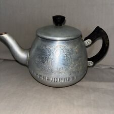 ❤️VTG SWAN BRAND EMBOSSED 2 CUP TEAPOT /TEA LEAF STRAINER ALUMINUM