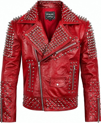 Red studded genuine leather - studded,