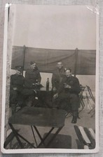 WW2 (?) Unknown Regiments Photograph Of Soldiers Having A Beverage & Smoke