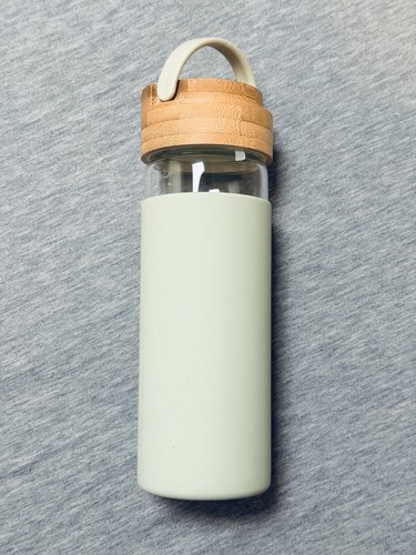 Clear glass water bottle - clear, with