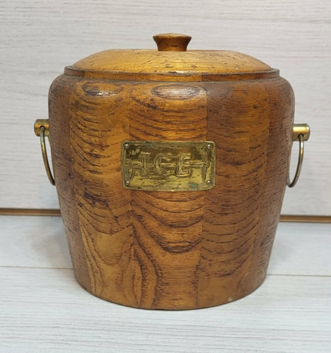 Vintage wooden ice bucket - vintage,