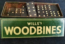 Vintage 1930’s Wills’s Woodbine Metal Tin & Bakelite Dominoes Set Complete