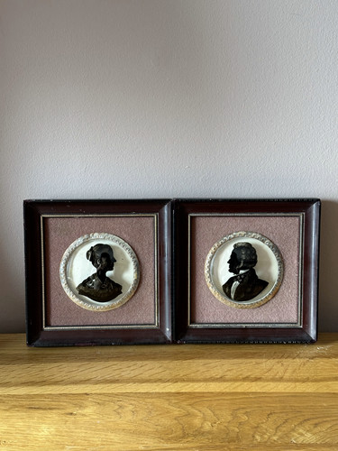 Pair antique reverse painted - pair,