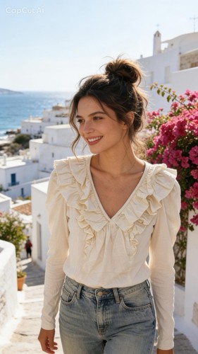 Anthropologie ruffle neck - anthropologie, v-neck