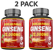 Korean Ginseng 12,000mg, 2 Pack,  Panax Ginseng, Super Strength, Amazing Value