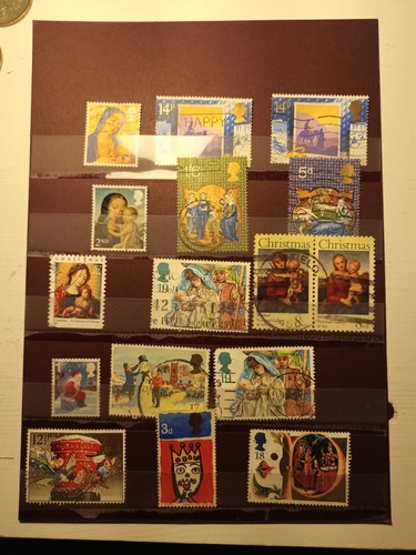 Old british christmas stamps - old,