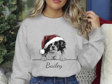 Japanese Chin Christmas Sweatshirt Personalised Dog Name Unisex Gift