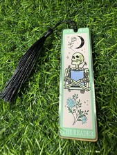The Reader. Gothic Skeleton Colourful Metal Bookmark. New
