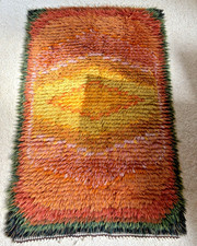 Vibrant vintage rya rug -