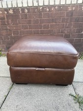 Chestnut Brown Leather Ottoman