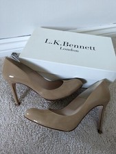L.K. Bennett Shilo Taupe Leather Mid Heeled Court Shoes UK 5.5 EU 38.5 rrp £175