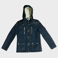 TOPSHOP Ladies Womens Jacket Size UK 10 Eu 38 Black Faux Fur Lined Parka Jacket