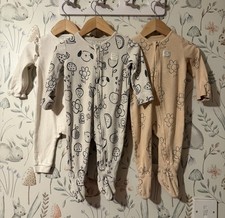 Girls Age 3-6 Months - X3 Zip Fasten Sleepsuits 1 M&S 2 George