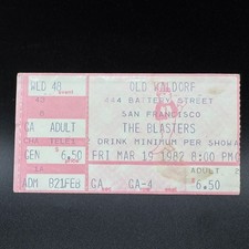 THE BLASTERS CONCERT TICKET STUB, MAR 19 1982, OLD WALDORF