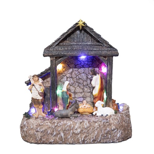 Christmas nativity scene - christmas, led