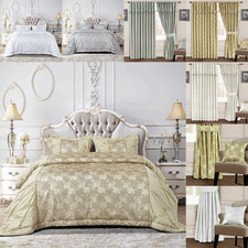 Luxury Quilted Bedspread Set + Pillow Shams & Matching Pencil Pleat Curtains