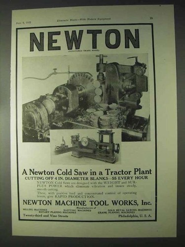 1922 newton cold saw - saw, ad