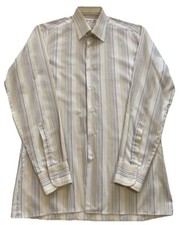 VTG 80s Van Heusen Mens Formal Business Striped Shirt Size 38-15 Made In England