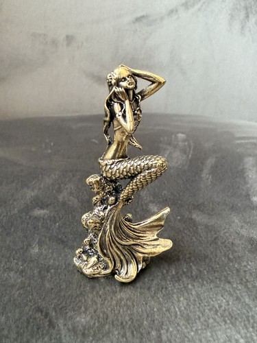 Solid brass sitting mermaid - brass,