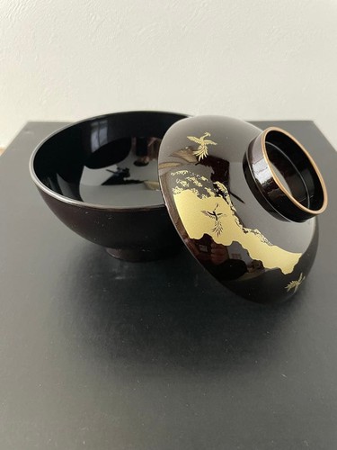 Yamanaka lacquer soup bowls - lacquer,
