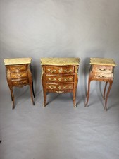 Set French Louis XV Style Marble-Top Bedsides / chest of drawers - commode  