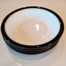 Set Of 4 Denby Jet  Black Rimmed Bowls.  Pasta /Soup  21cm D 4cm H Vgc