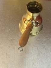 Traditional Vintage Coffee Turkish Brass Maker Pot wood handle Made in Egypt.