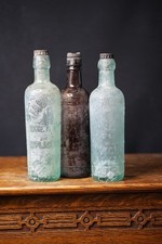 3x Vintage Embossed Glass