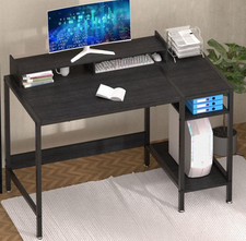MINOSYS gaming office computer desk - 120cm table with shelves modern Charcoal
