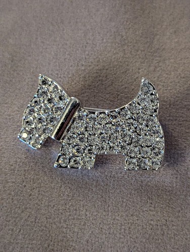 Silver tone diamante westie - tone,