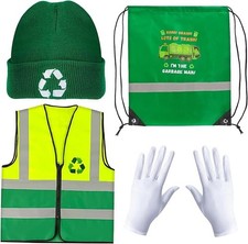 Kyson Garbage Man Costume Waste Management Recycle Trash Costume Accessories Set