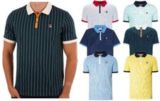 FILA Men's Polo BB1 Classic Vintage Collared Shirt Short Sleeve Stripe Top S-4XL