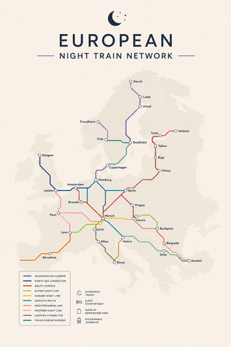 European night train network - european,