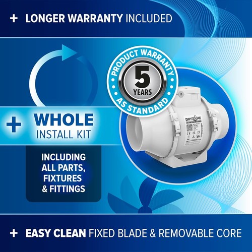 Line extractor fan kit with - in-line,