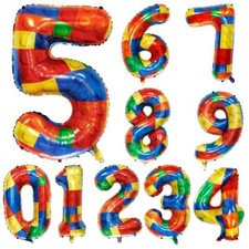Building Blocks Balloon Stacking Brick Birthday Party Decoration Huge 32" Glossy