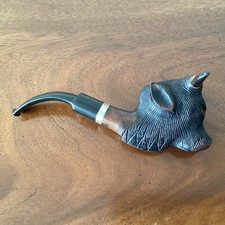 Vintage RAOB Carved Wooden Buffalo Head Pipe Made In France Missing 1xEye 1xHorn