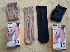 Womens Ankle High Tights 15 Denier 2x Black & 4x Natural Tan One Size New
