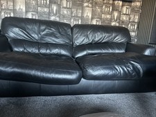 DFS Black   Leather and Fabric 2-Seater Sofa Bed