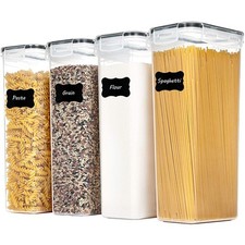 4pcs Pasta Airtight Plastic Storage Jars With Lids Spaghetti Rice Food Container