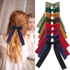 Extra Long  Ribbon Hair  Bows  School Hair clips Girls UK