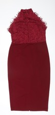 Boohoo Women Red Lace Bodycon