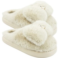 womens ladies slip on faux fur