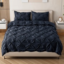 3PC Dark Grey Jacquard Duvet Set Oxford Pillowcases Single Double King Sizes 